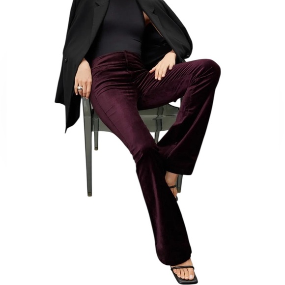 PAIGE Lou Lou High Rise Wide Flare Leg Purple Velvet Pants Size 29 Bohemian 70s - Picture 1 of 11